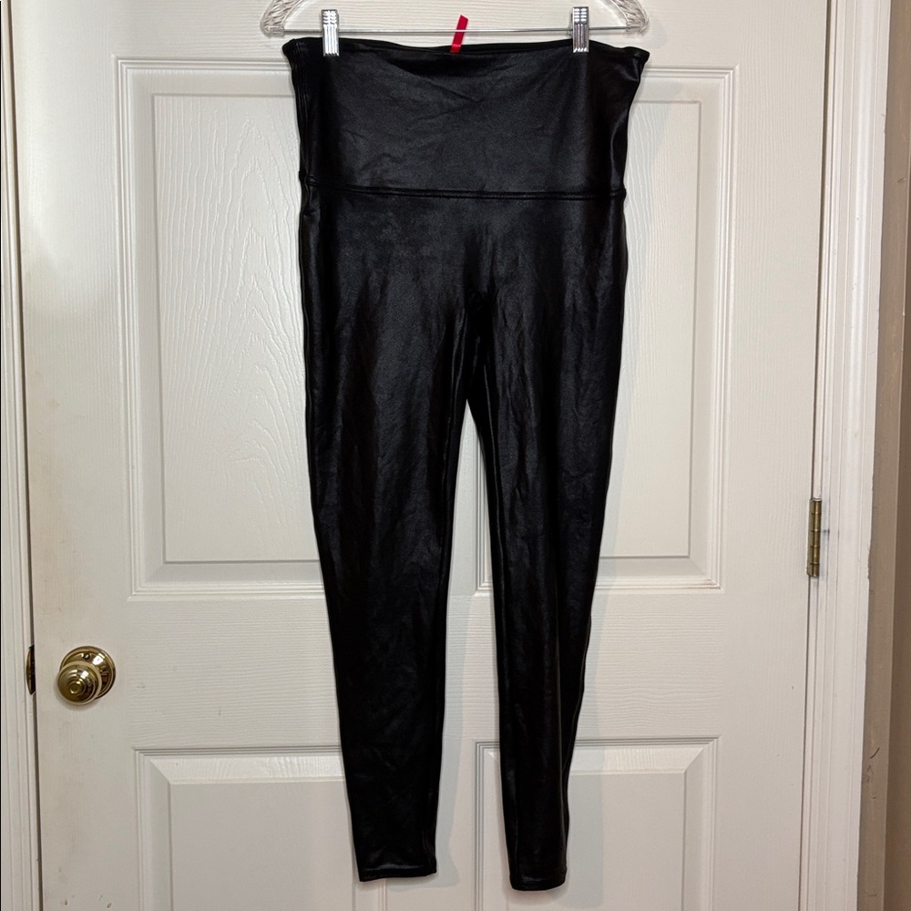 SPANX Faux Leather Leggings plus size 1X black shimmer pants